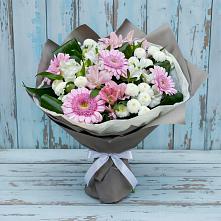 Букет цветов из:  Герберы, Альстромерии и Хризантемы #REPLACE_PRED# Малое Карлино