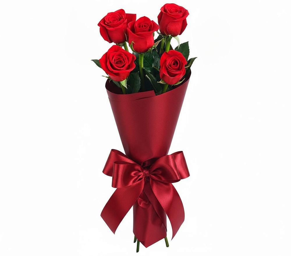 Букет 5 Красных роз Эдлесс Лав в Малое Карлино