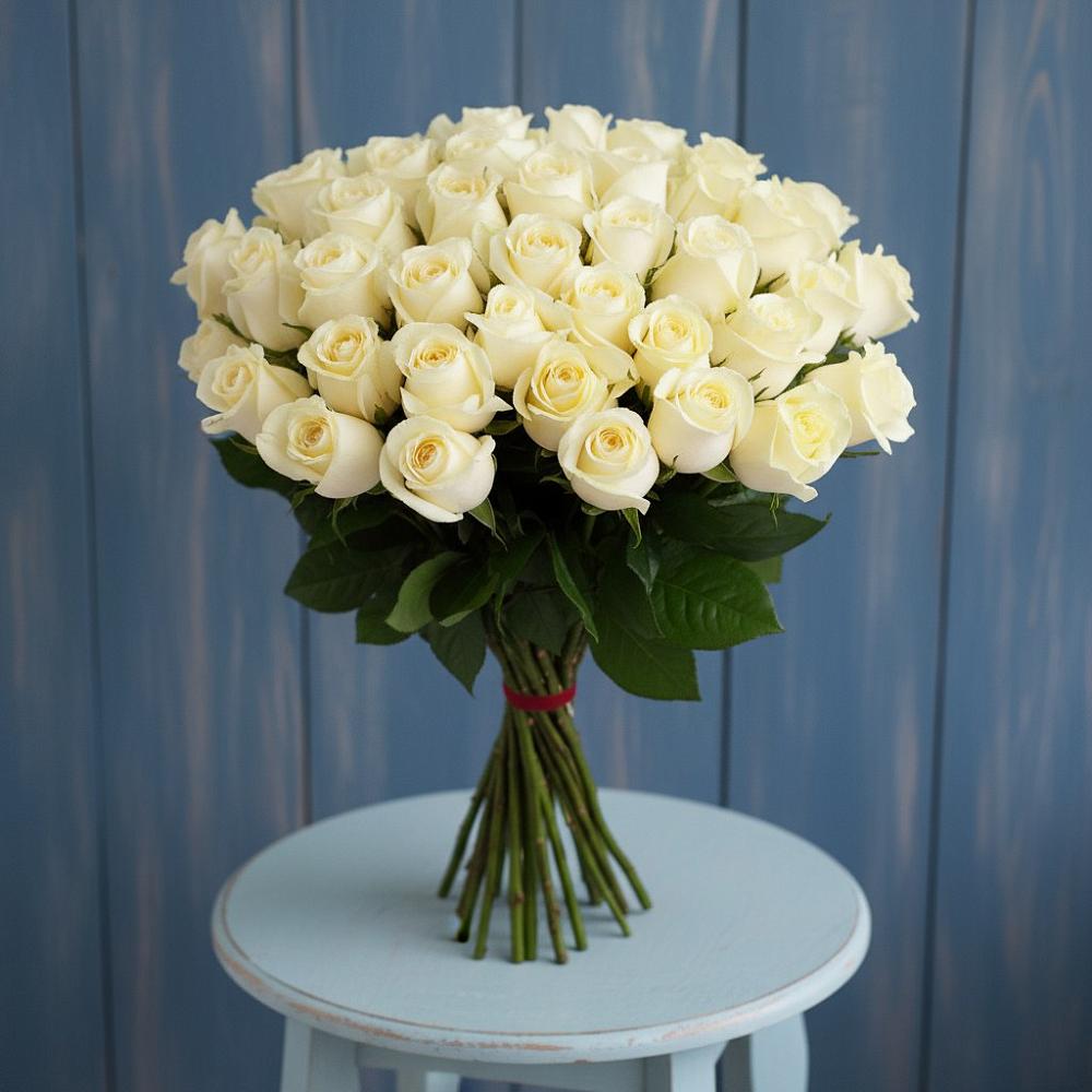 Букет 51 Белая роза Эдлесс Лав в Малое Карлино