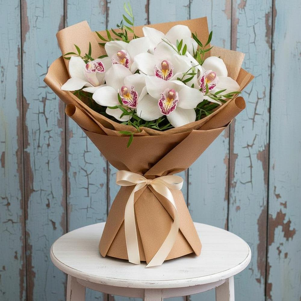 Букет цветов из: Орхидеи и Розы в Малое Карлино