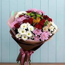 Букет цветов из:  Розы, Хризантемы и Альстромерии в Малое Карлино