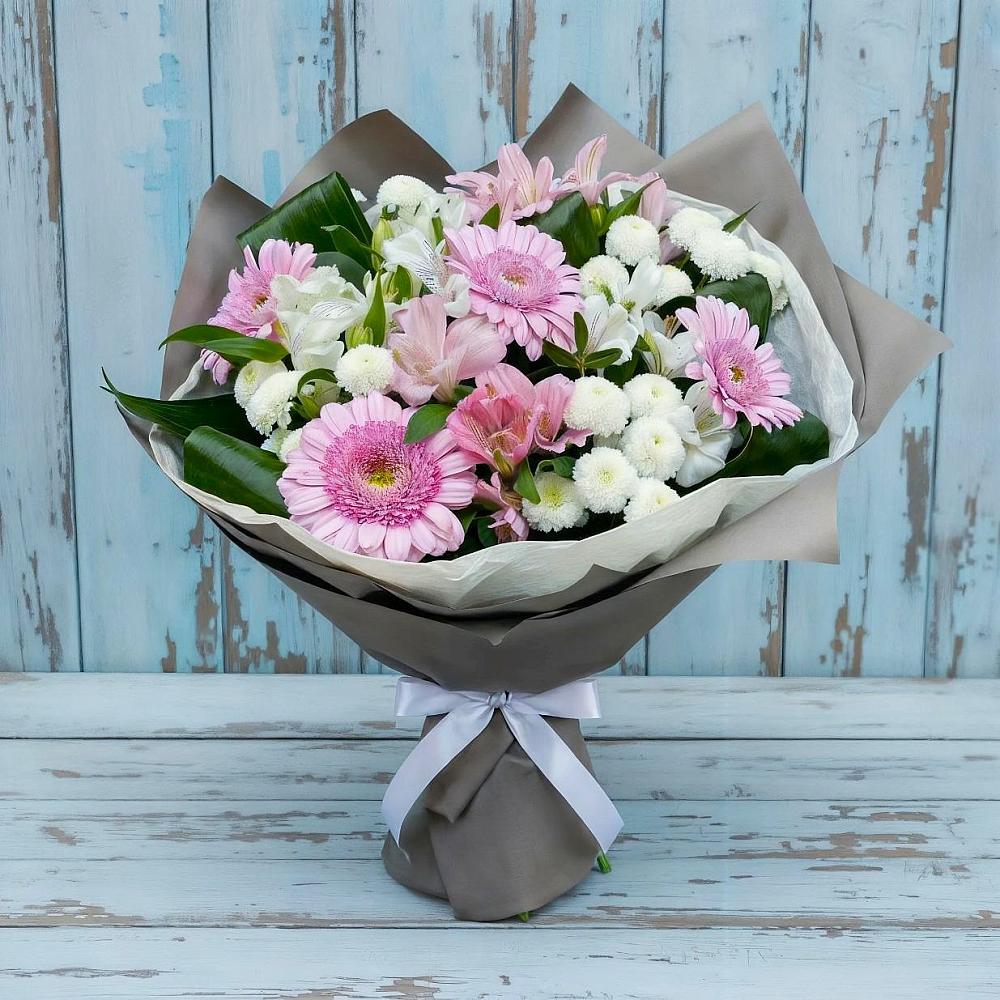 Букет цветов из: Герберы, Альстромерии и Хризантемы в Малое Карлино